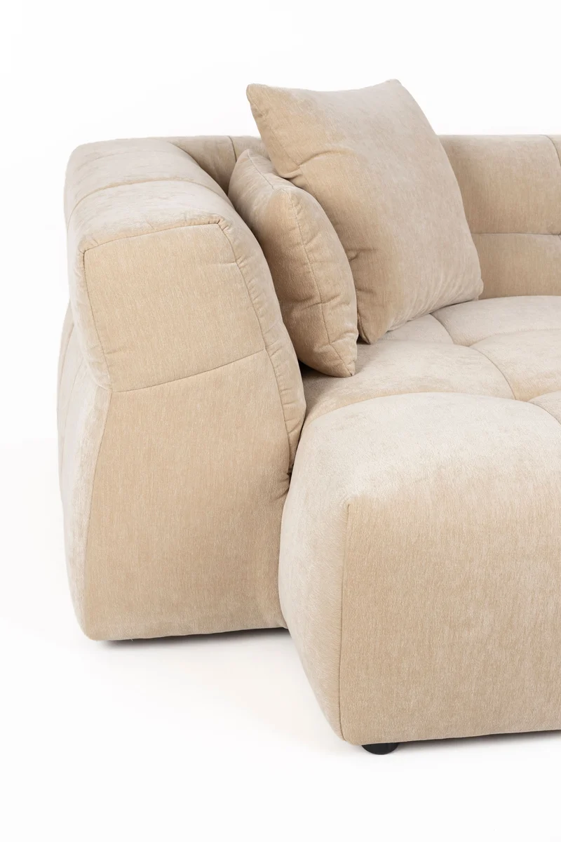 Dutchbone Sofa Hodge Left Chaise Longue – Beige, Polyester, 141 × 278 × 68 cm