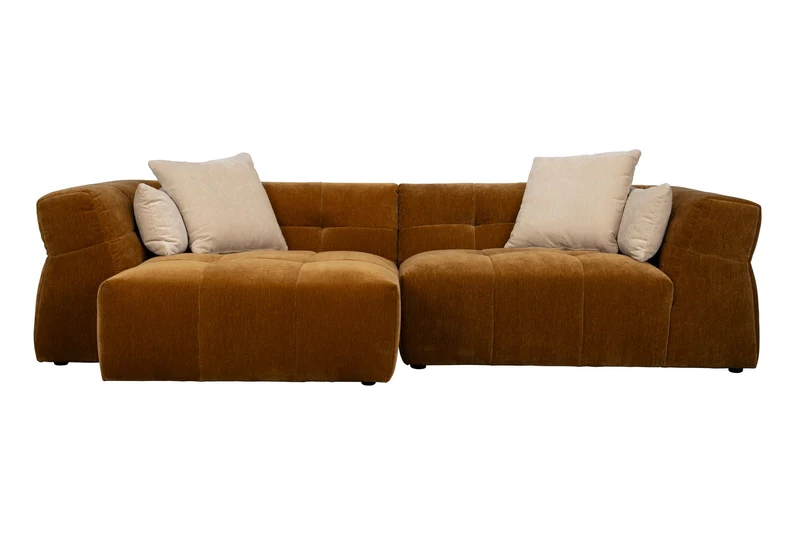 Dutchbone Sofa Hodge Left Chaise Longue Ochre – Polyester, 141 × 278 × 68 cm