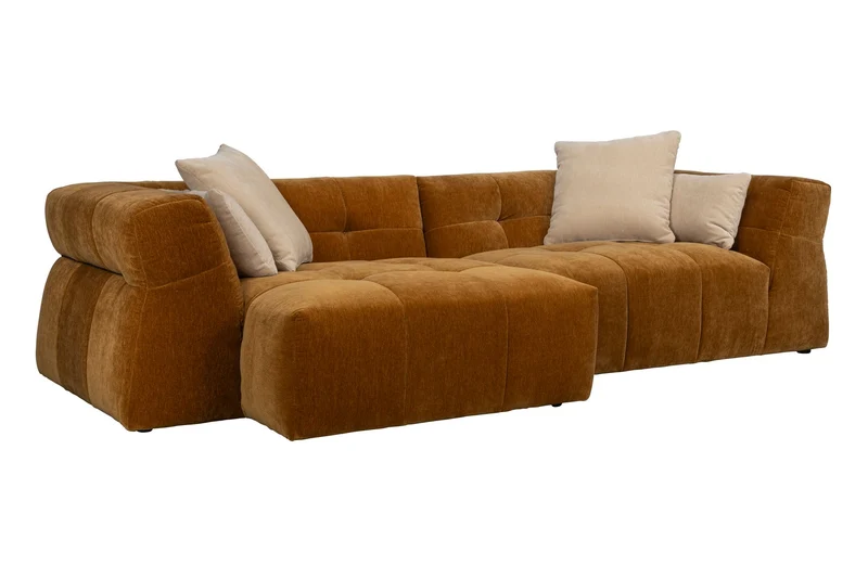 Dutchbone Sofa Hodge Left Chaise Longue Ochre – Polyester, 141 × 278 × 68 cm