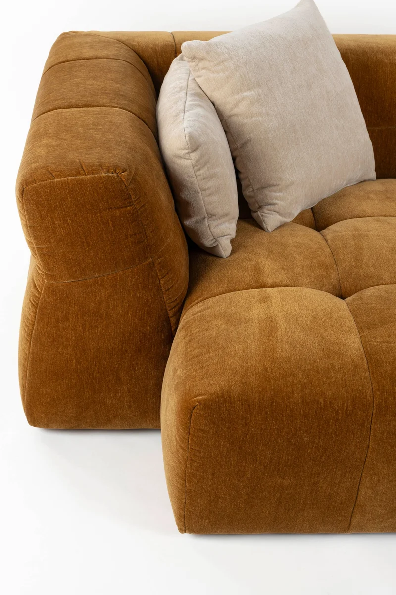 Dutchbone Sofa Hodge Left Chaise Longue Ochre – Polyester, 141 × 278 × 68 cm