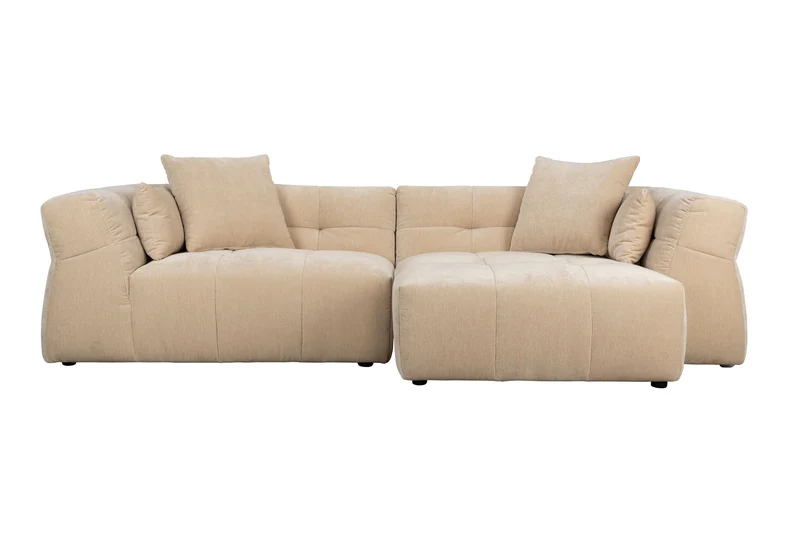 Dutchbone Sofa Hodge Right Chaise Longue – Beige, Polyester, 141 × 278 × 68 cm