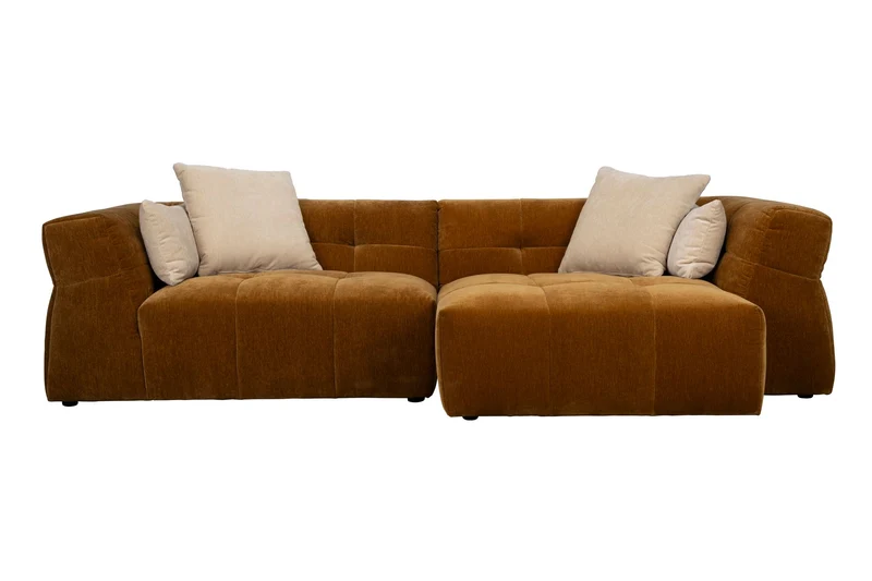 Dutchbone Sofa Hodge Right Chaise Longue Ochre – Polyester, 141 × 278 × 68 cm