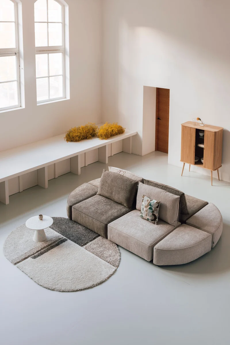 Zuiver Sofa-Element Hunter 1,5-Sitzer No Back – Sand, Stoff, 100 × 99 × 38 cm