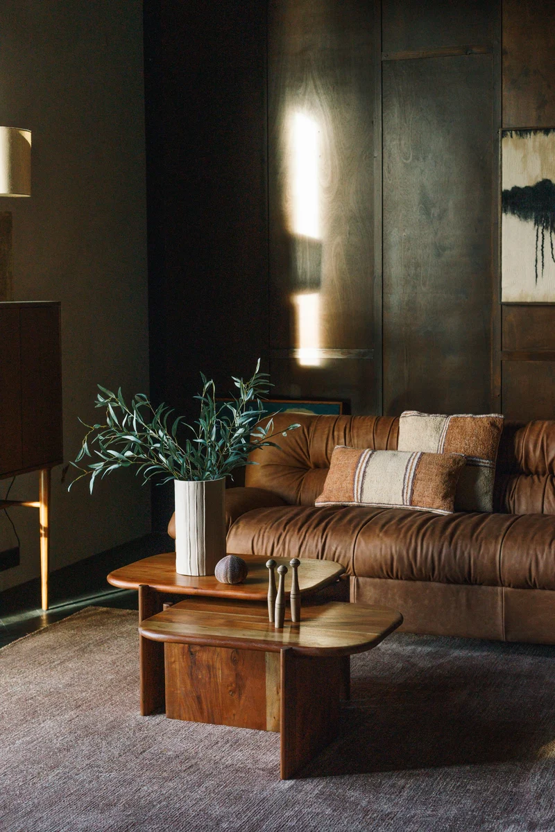 Dutchbone Sofa Douglas Wax Leather – Cognac, 102,5 × 214 × 78 cm