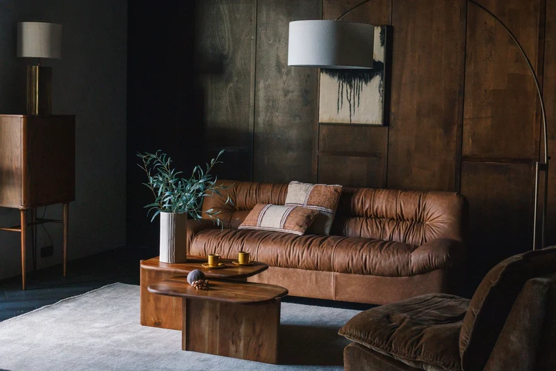 Dutchbone Sofa Douglas Wax Leather – Cognac, 102,5 × 214 × 78 cm