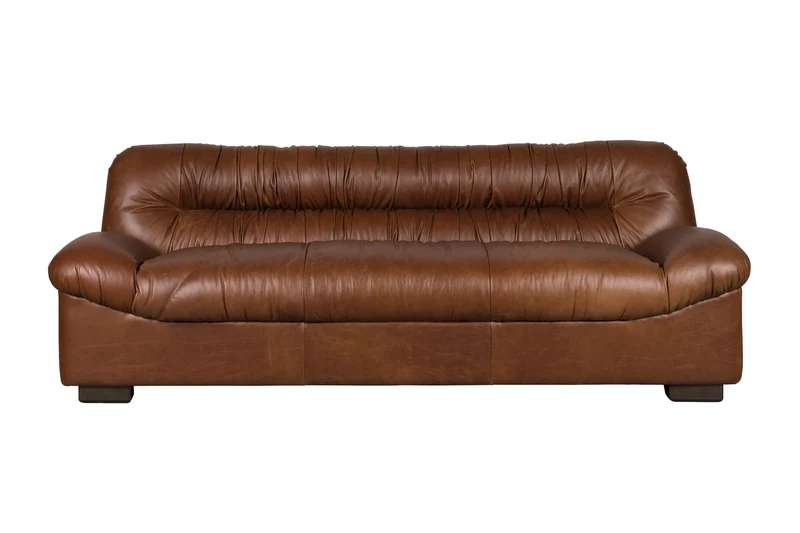 Dutchbone Sofa Douglas Wax Leather Chocolate – Dark brown, 102,5 × 214 × 78 cm