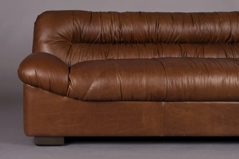 Dutchbone Sofa Douglas Wax Leather Chocolate – Dark brown, 102,5 × 214 × 78 cm