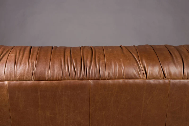 Dutchbone Sofa Douglas Wax Leather Chocolate – Dark brown, 102,5 × 214 × 78 cm