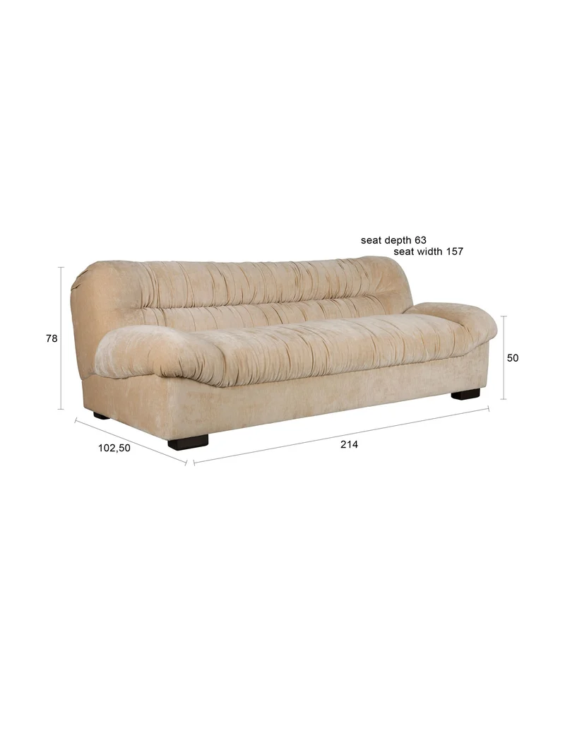 Dutchbone Sofa Douglas – Beige, 102,5 × 214 × 78 cm
