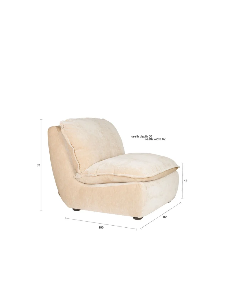 Dutchbone Loungesessel Radley – Beige, Polyester, 100 × 82 × 83 cm