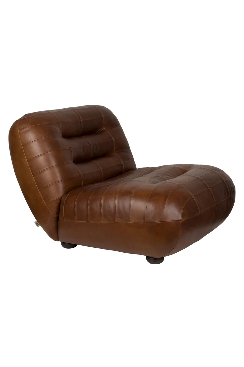 Dutchbone Loungesessel Wyatt Wax Leather Chocolate – Dark brown, Rindsleder, 101 × 87 × 70,5 cm