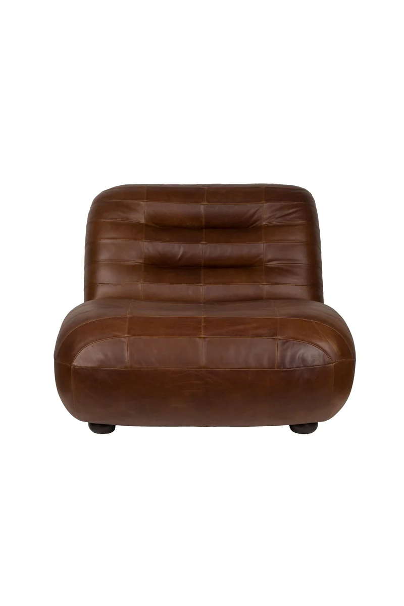 Dutchbone Loungesessel Wyatt Wax Leather Chocolate – Dark brown, Rindsleder, 101 × 87 × 70,5 cm