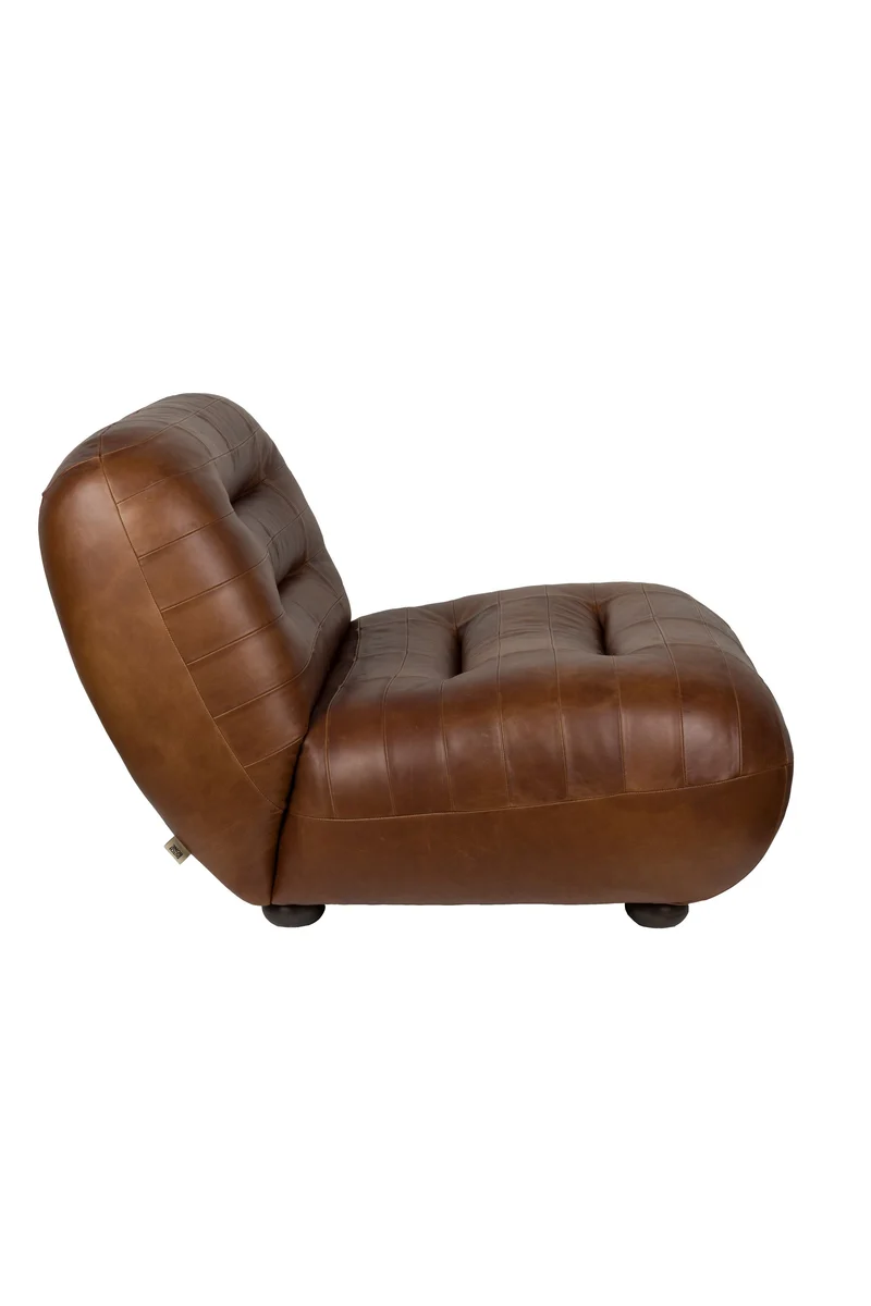 Dutchbone Loungesessel Wyatt Wax Leather Chocolate – Dark brown, Rindsleder, 101 × 87 × 70,5 cm
