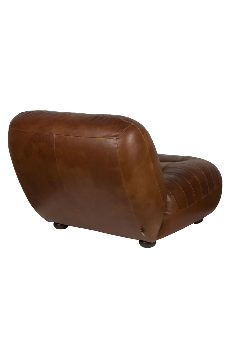Dutchbone Loungesessel Wyatt Wax Leather Chocolate – Dark brown, Rindsleder, 101 × 87 × 70,5 cm