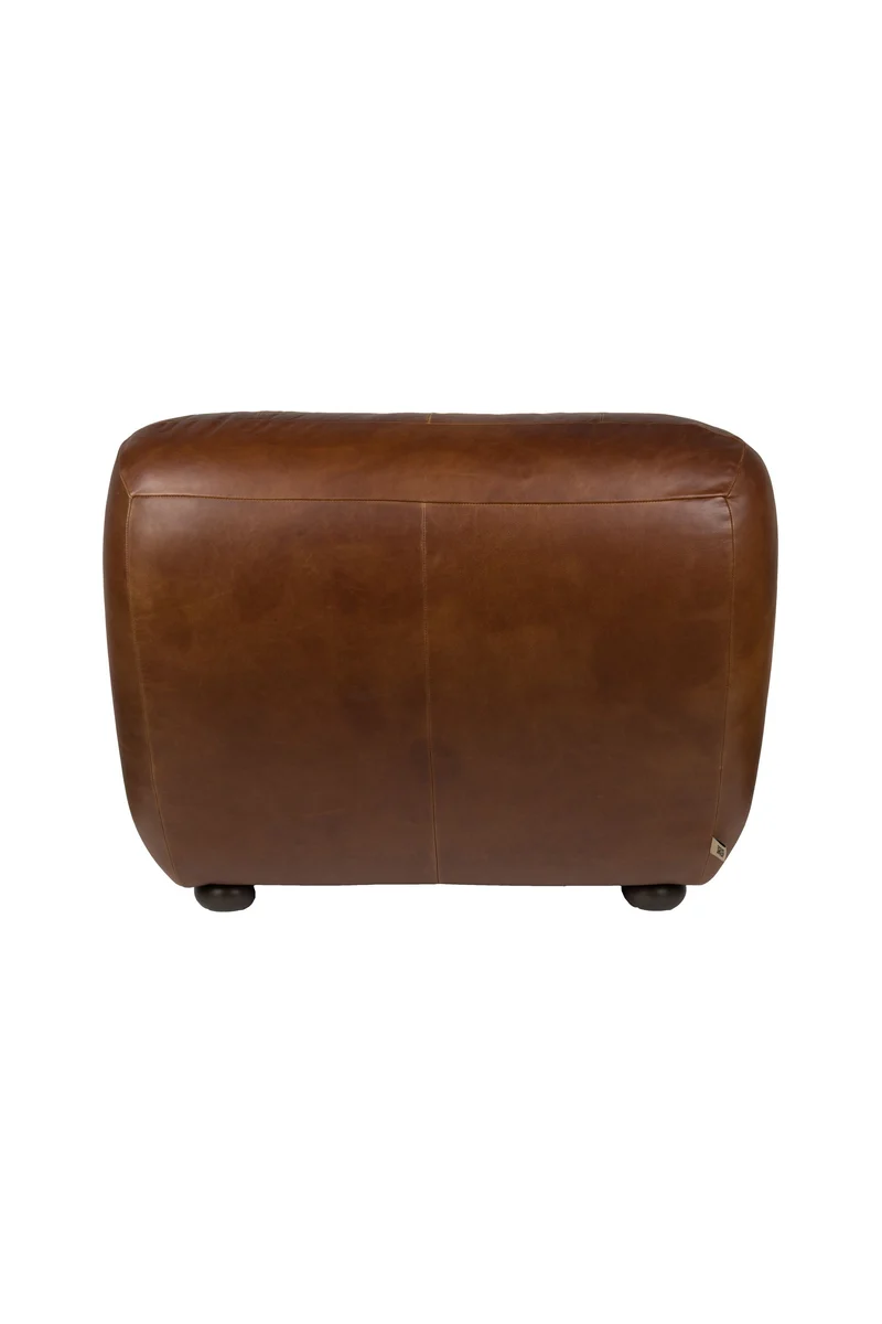 Dutchbone Loungesessel Wyatt Wax Leather Chocolate – Dark brown, Rindsleder, 101 × 87 × 70,5 cm