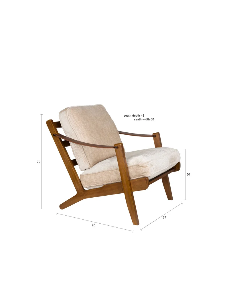 Dutchbone Loungesessel Washington – Beige, Polyester, 90 × 67 × 79 cm