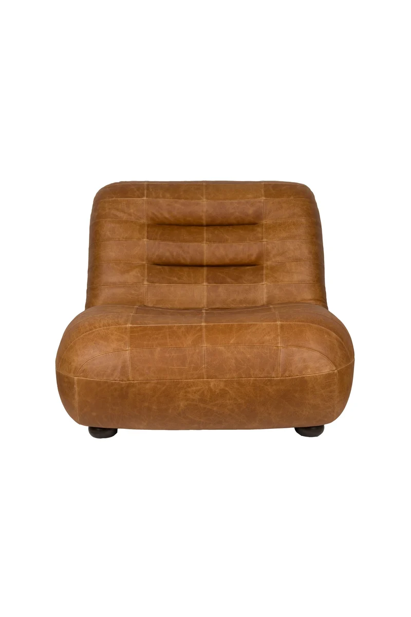 Dutchbone Loungesessel Wyatt Wax Leather – Cognac, Rindsleder, 101 × 87 × 70,5 cm