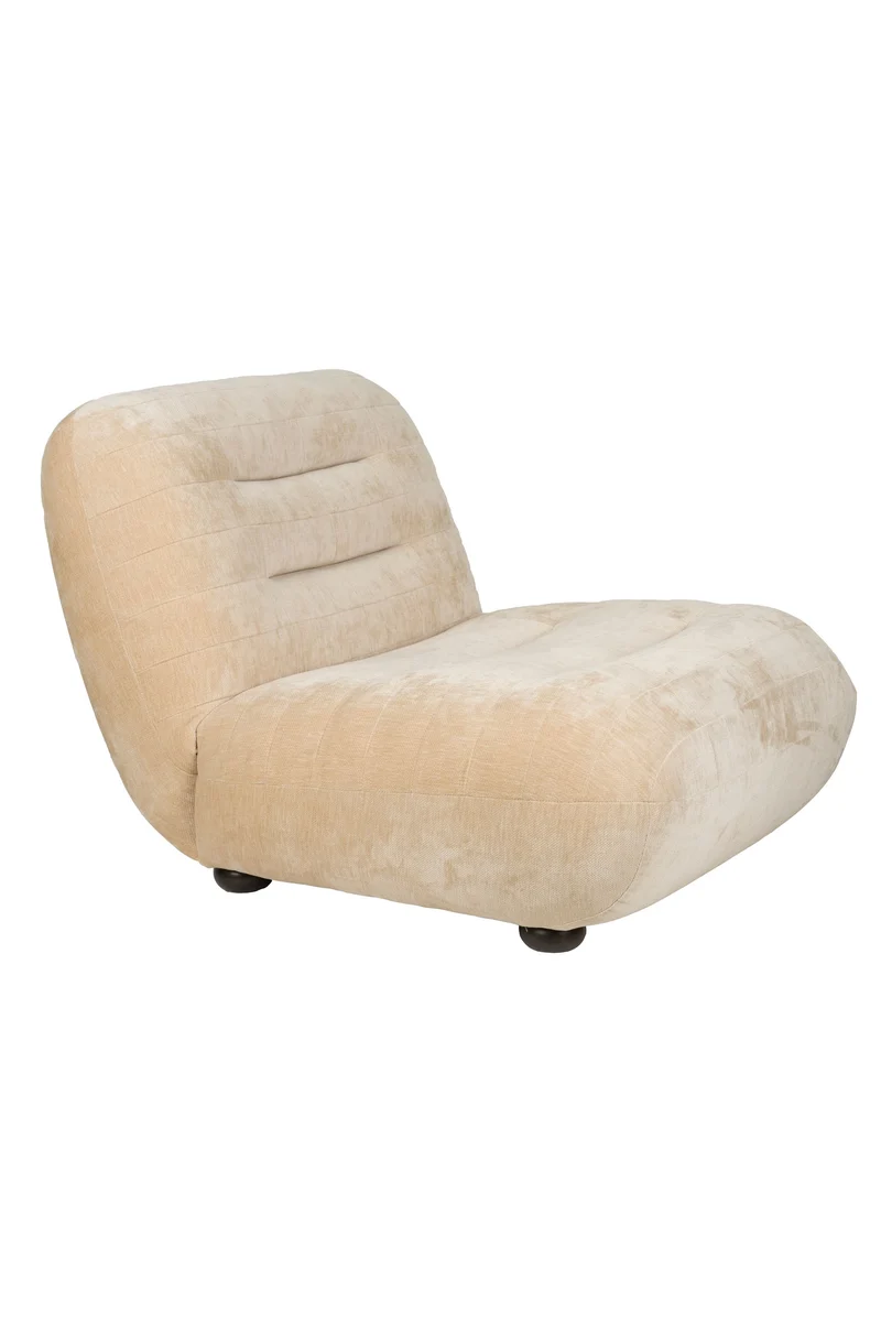 Dutchbone Loungesessel Wyatt Velours – Beige, Polyester, 101 × 87 × 70,5 cm