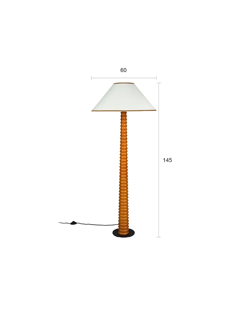 Dutchbone Stehleuchte Horace – Braun, Massives Eichenholz, 60 × 60 × 145 cm