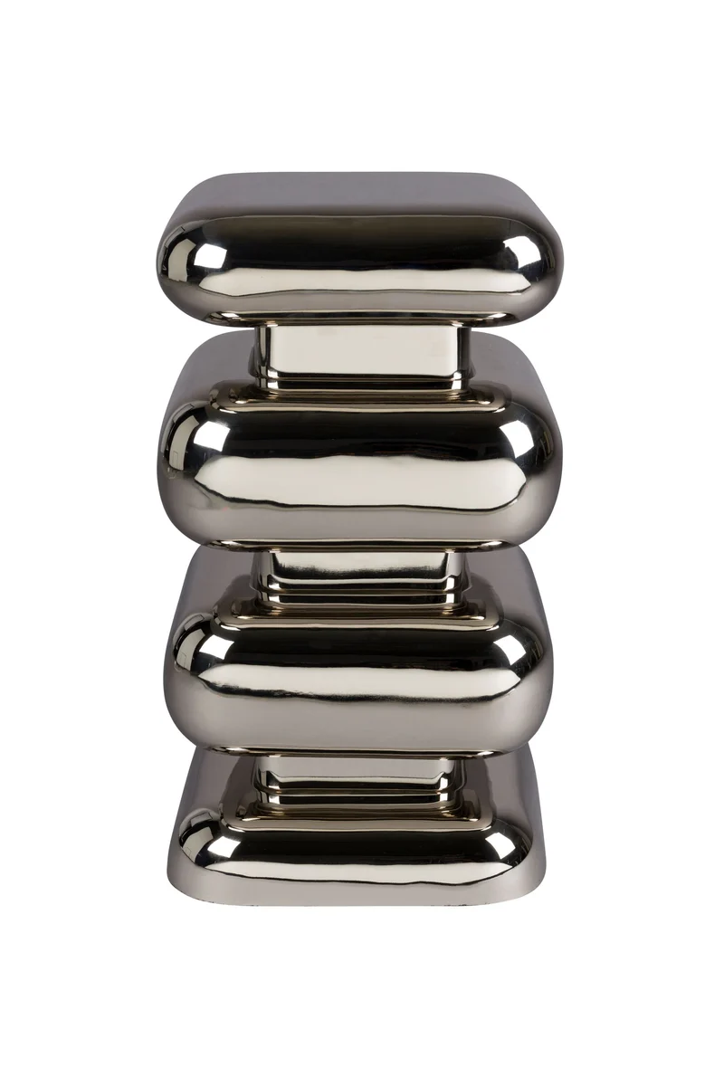 Dutchbone Hocker Stubby Chrome – Eisen, 29 × 29 × 49 cm