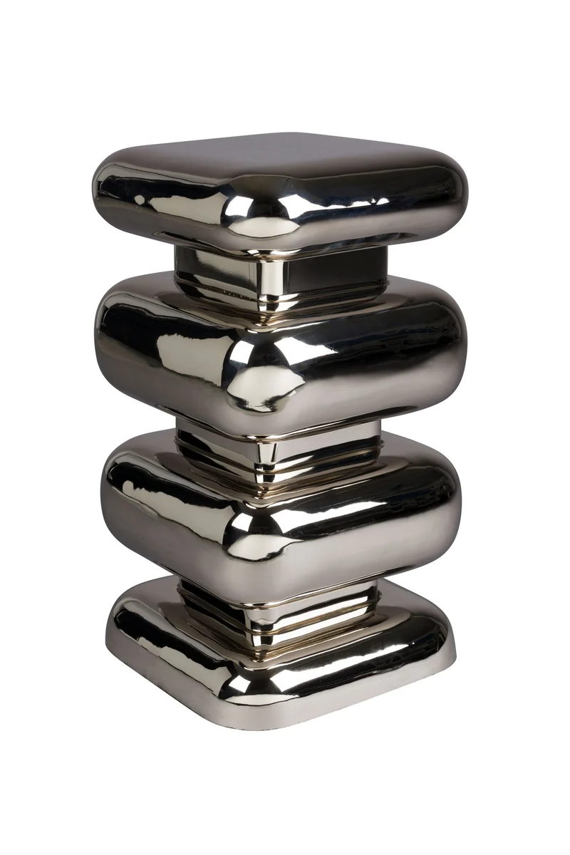 Dutchbone Hocker Stubby Chrome – Eisen, 29 × 29 × 49 cm