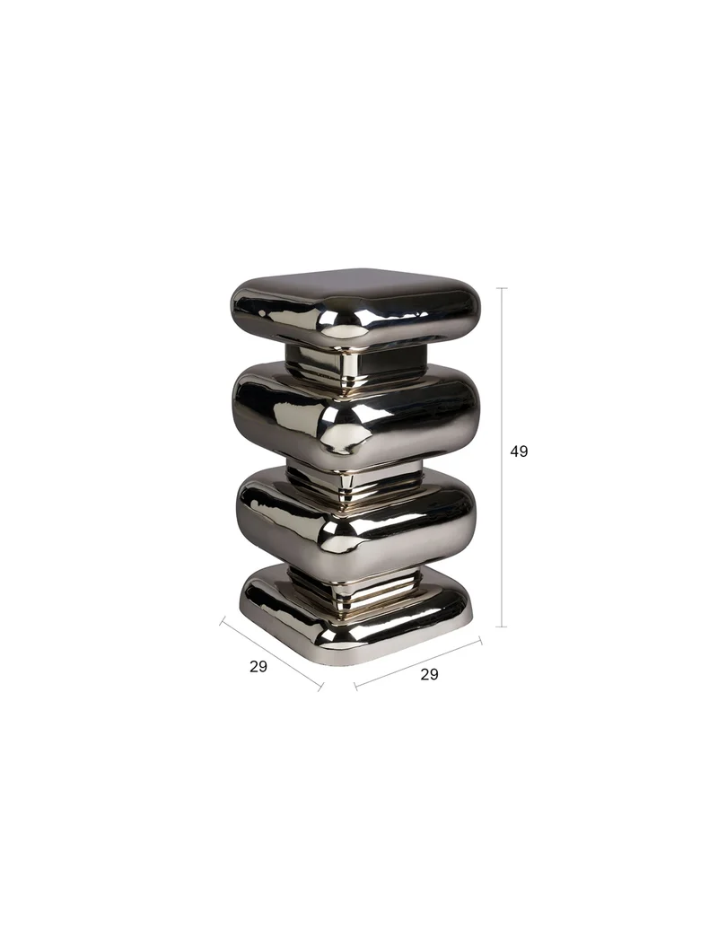Dutchbone Hocker Stubby Chrome – Eisen, 29 × 29 × 49 cm