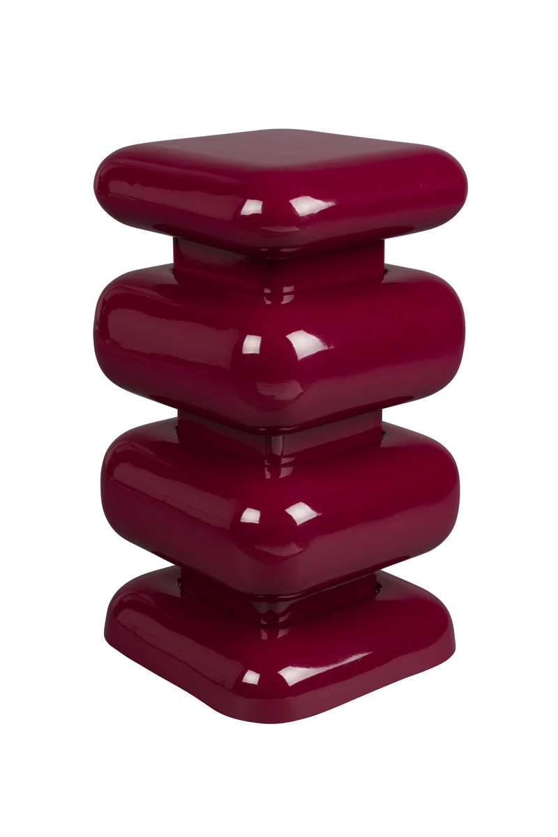 Dutchbone Hocker Stubby Bordeaux – Eisen, 29 × 29 × 49 cm