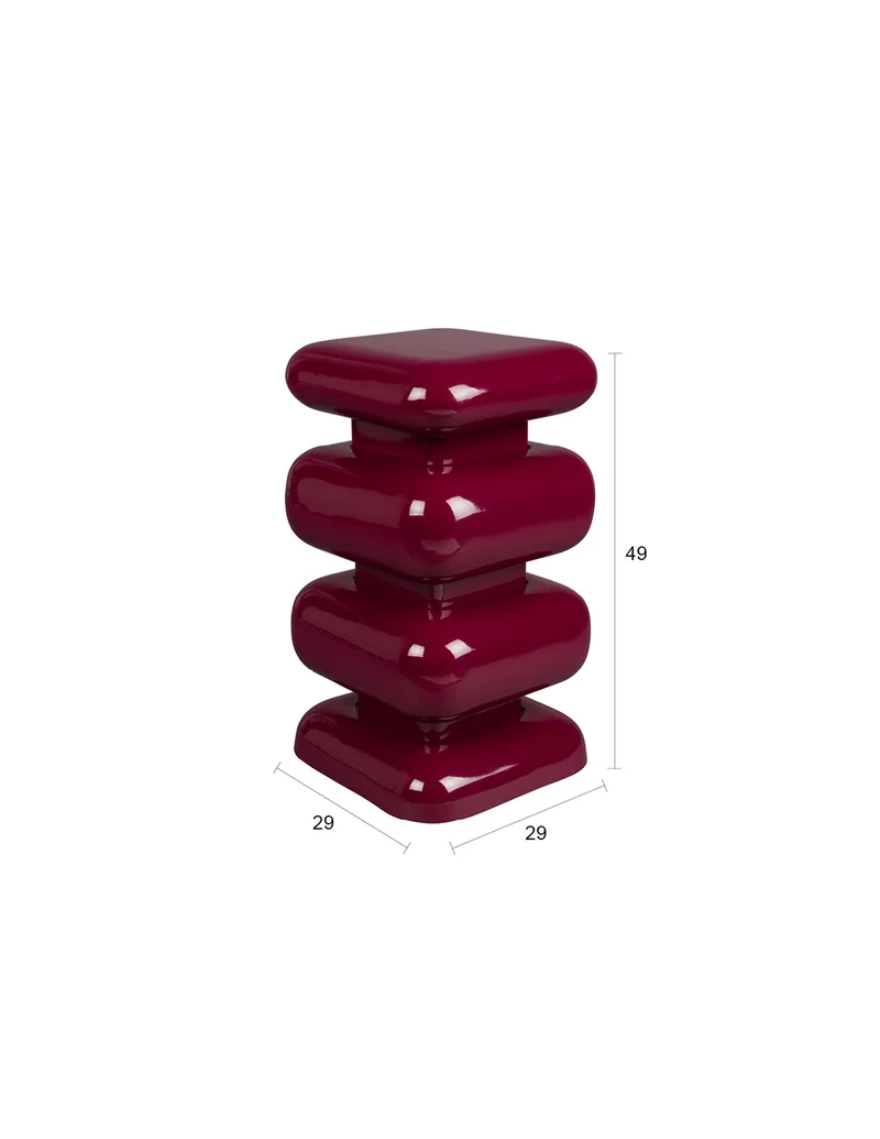 Dutchbone Hocker Stubby Bordeaux – Eisen, 29 × 29 × 49 cm