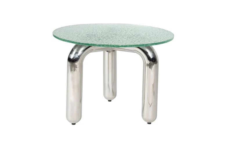 Dutchbone Beistelltisch Marly – Silber, 60 × 60 × 43,5 cm