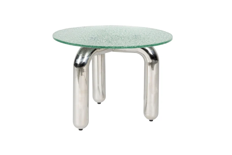 Dutchbone Beistelltisch Marly – Silber, 60 × 60 × 43,5 cm