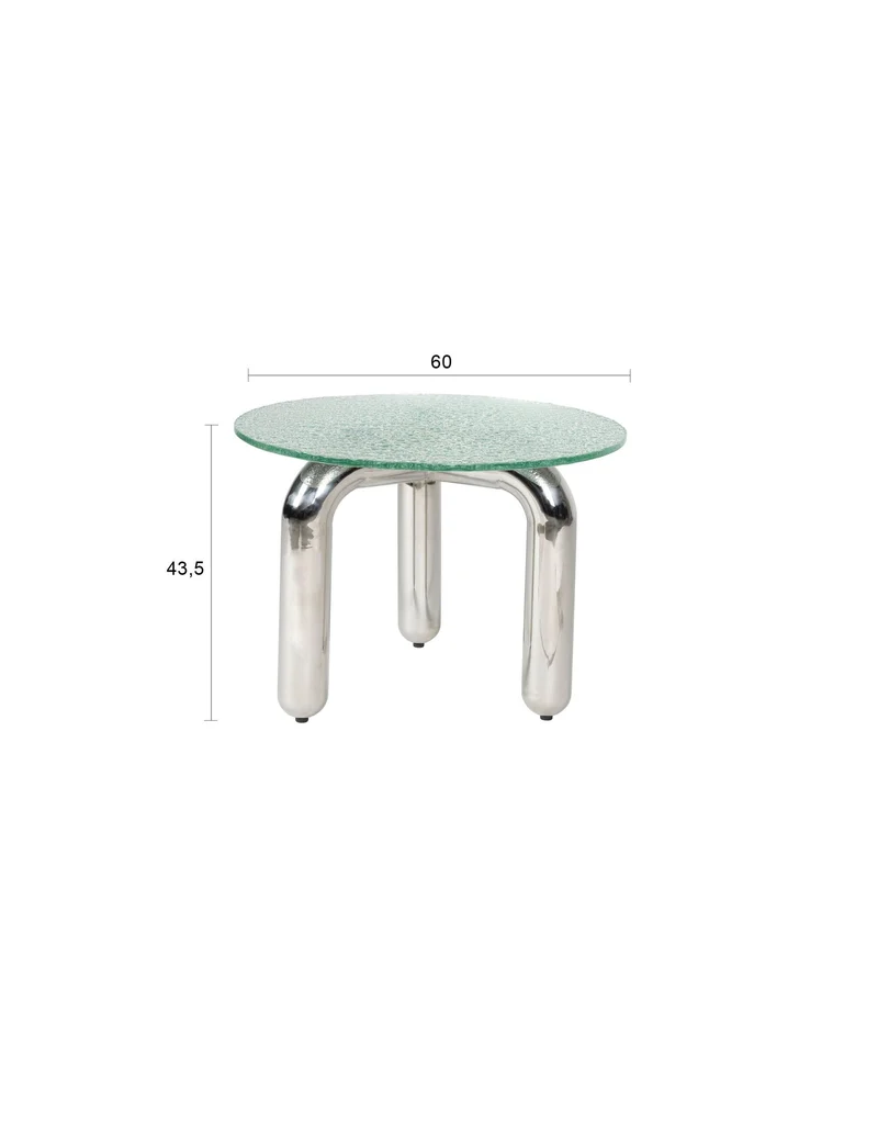 Dutchbone Beistelltisch Marly – Silber, 60 × 60 × 43,5 cm