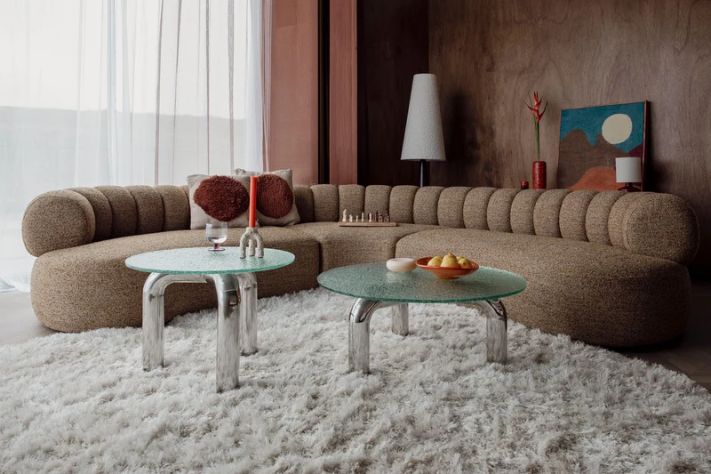 Dutchbone Sofa Duvane 7-Sitzer – Braun, Polyester, 286 × 286 × 68 cm
