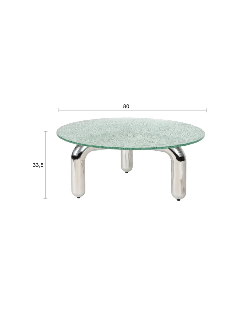 Dutchbone Couchtisch Marly – Silber, 80 × 80 × 33,5 cm