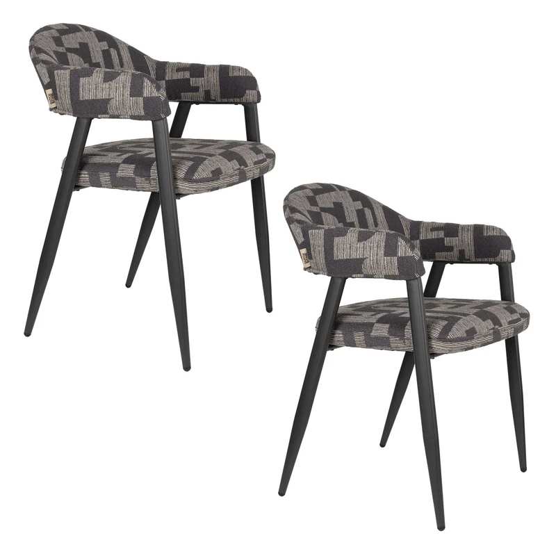 Dutchbone Stuhl Miyo – Dunkelbraun, Stahl, 55 × 81 cm, 2er-Set