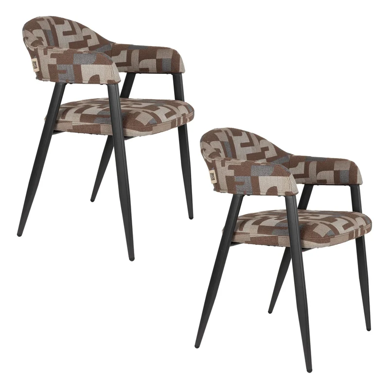 Dutchbone Stuhl Miyo – Hellbraun, Stahl, 55 × 81 cm, 2er-Set