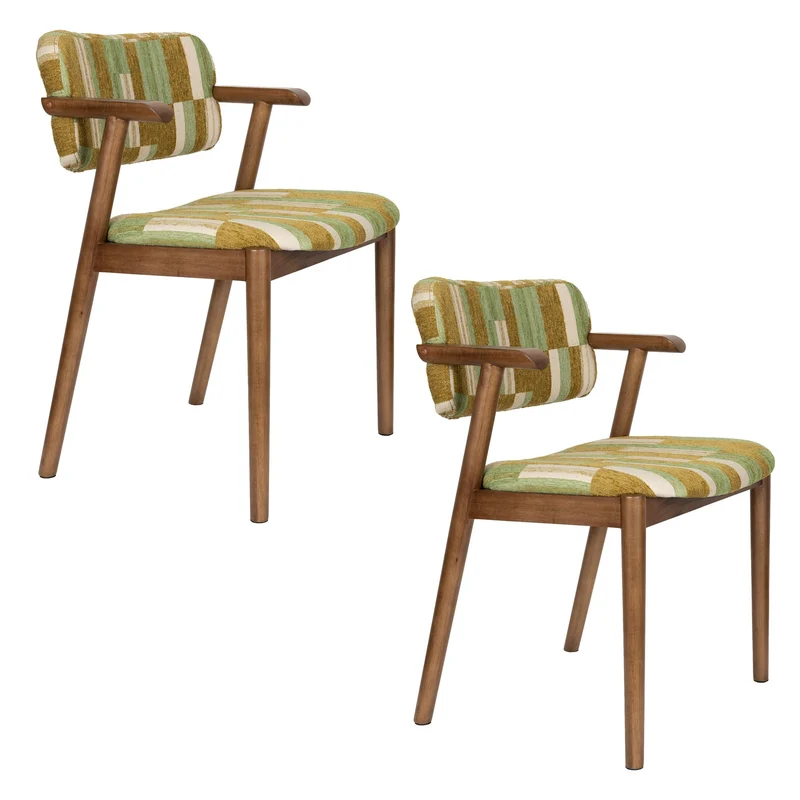 Dutchbone Stuhl Sara – Grün, Polyester, 55 × 55 × 78 cm, 2er-Set
