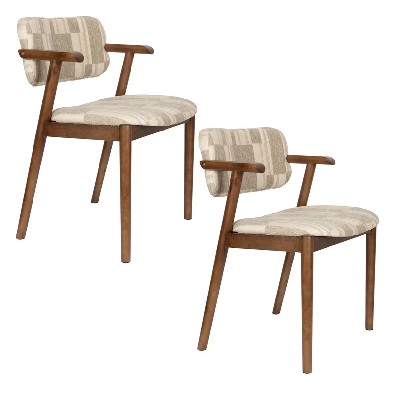 Dutchbone Stuhl Sara – Beige, Polyester, 55 × 55 × 78 cm, 2er-Set