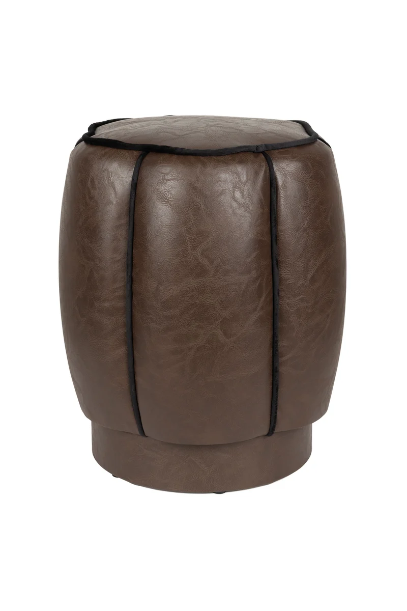Dutchbone Pouf Donna Leather – Dunkelbraun, Leder, 40 × 40 × 46 cm