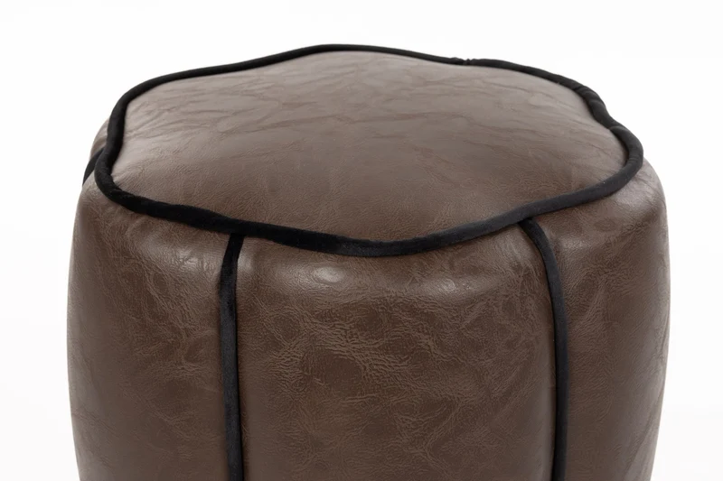 Dutchbone Pouf Donna Leather – Dunkelbraun, Leder, 40 × 40 × 46 cm