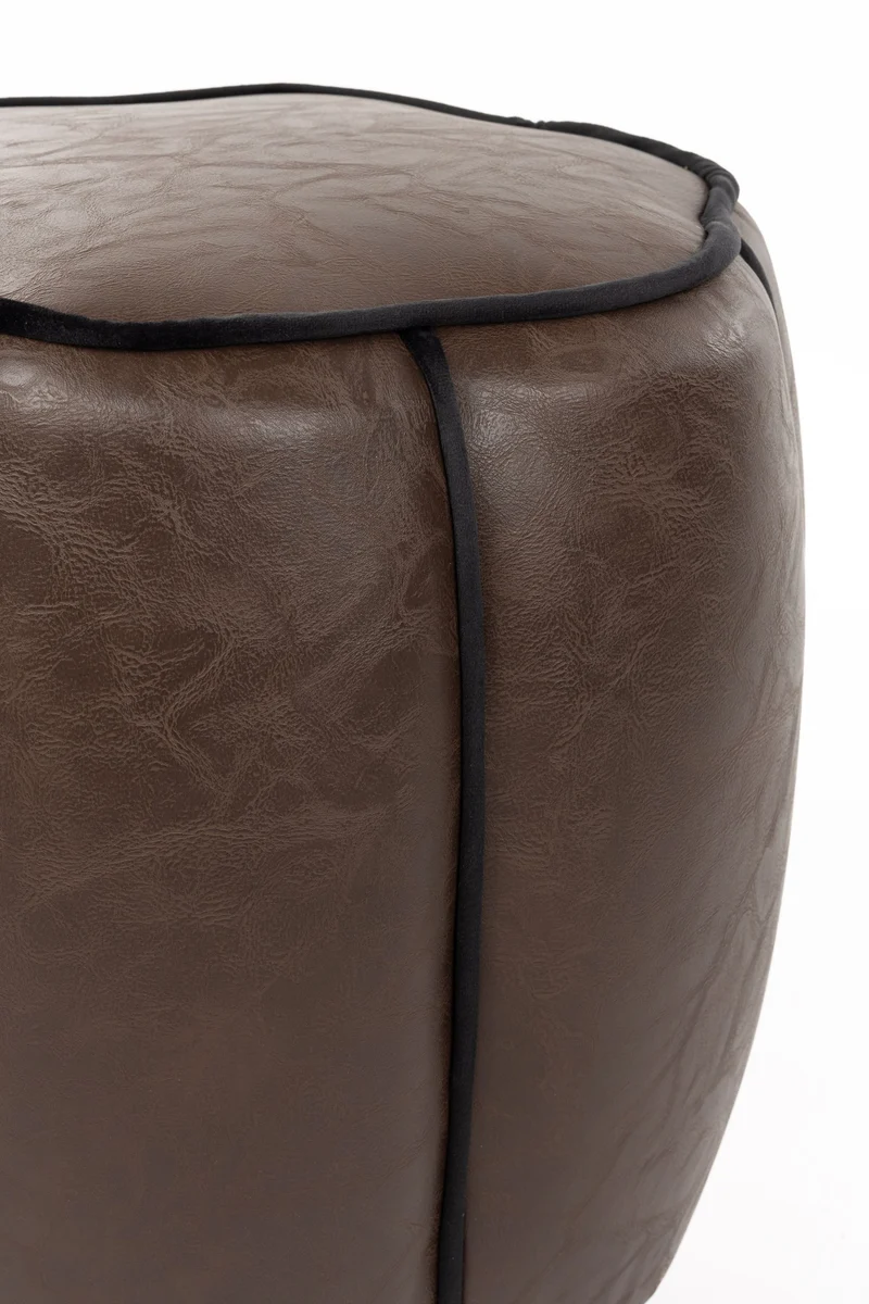 Dutchbone Pouf Donna Leather – Dunkelbraun, Leder, 40 × 40 × 46 cm