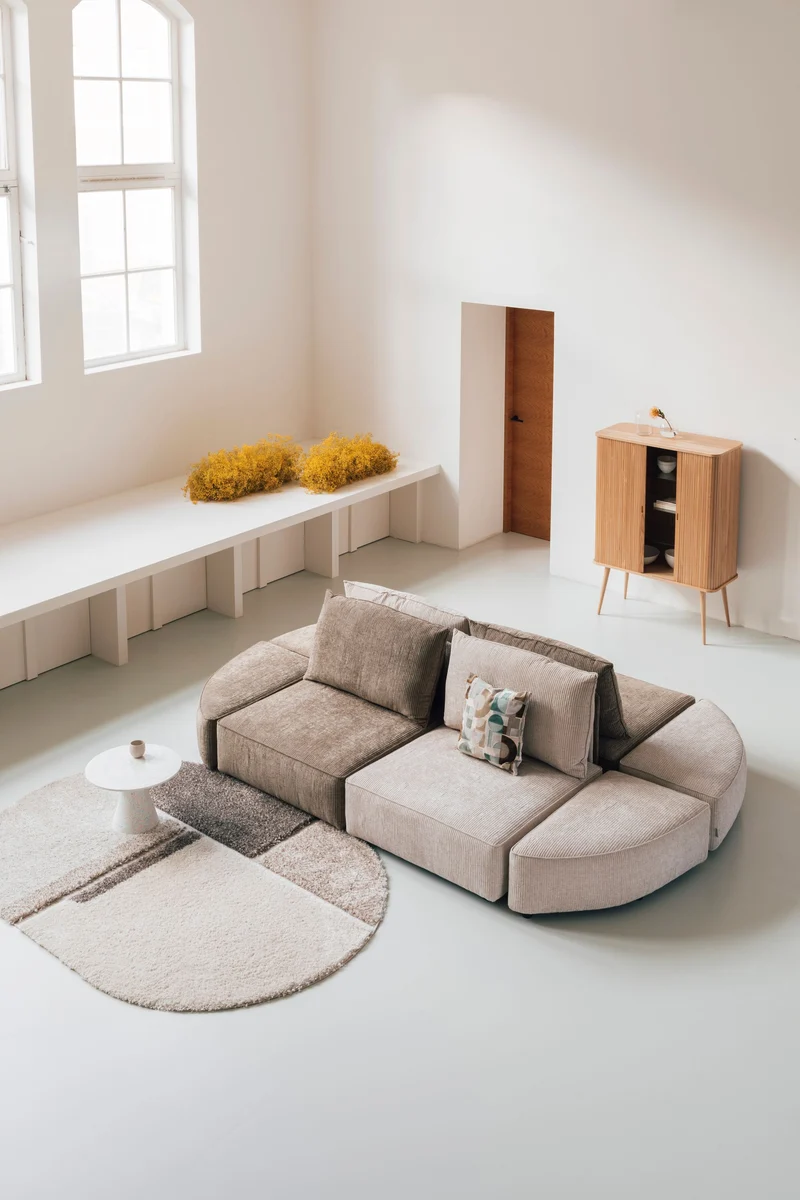 Zuiver Sofa-Element Hunter 1,5-Sitzer With Back – Moos, Stoff, 100 × 99 × 87 cm