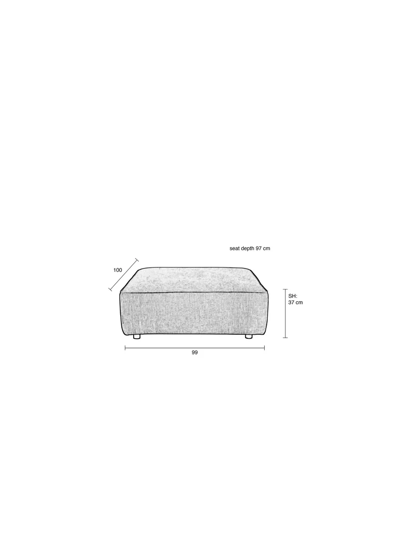 Zuiver Sofa-Element Hunter 1,5-Sitzer No Back – Moos, Stoff, 100 × 99 × 38 cm