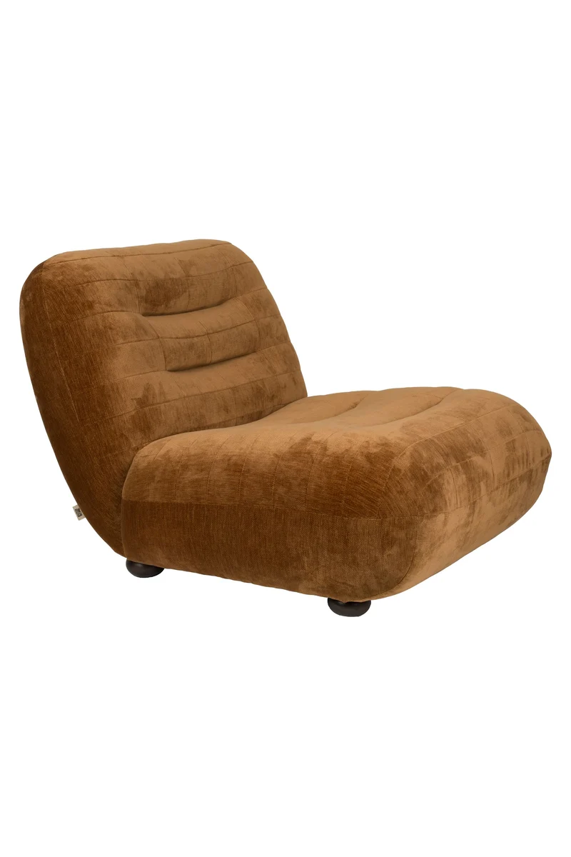 Dutchbone Loungesessel Wyatt Velours – Cognac, Polyester, 101 × 87 × 70,5 cm
