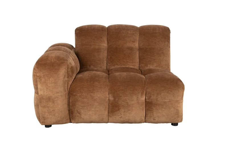 Dutchbone Sofa-Element Hackman mit Armlehne links Velours – Cognac, Polyester, 102 × 132 × 84 cm