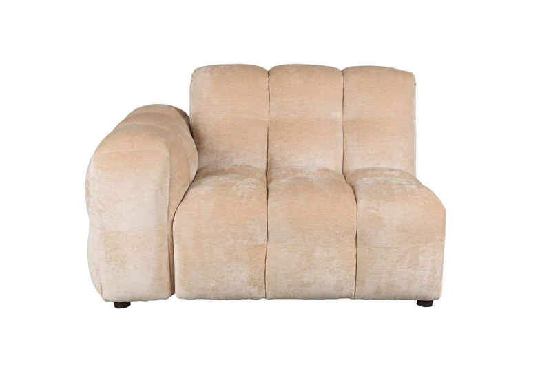 Dutchbone Sofa-Element Hackman mit Armlehne links Velours – Beige, Polyester, 102 × 132 × 84 cm