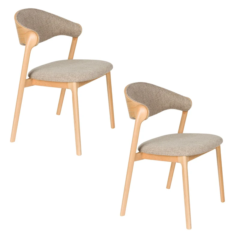 Dutchbone Stuhl Babington – Natur, Massives Buchenholz, 56,5 × 58 × 80,5 cm, 2er-Set