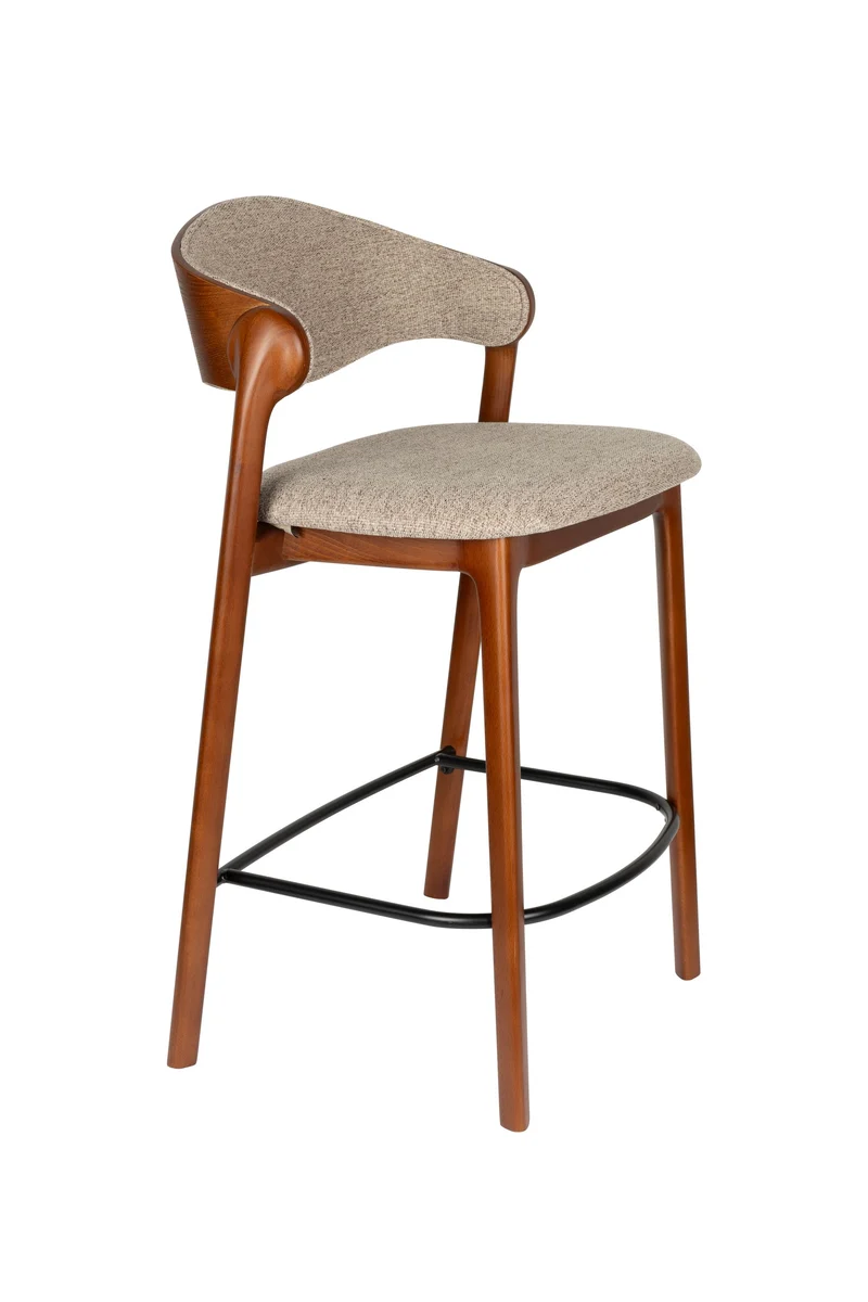 Dutchbone Tresenhocker Babington – Nussbaum, Massives Buchenholz, 51,4 × 57,7 × 91,5 cm, 2er-Set