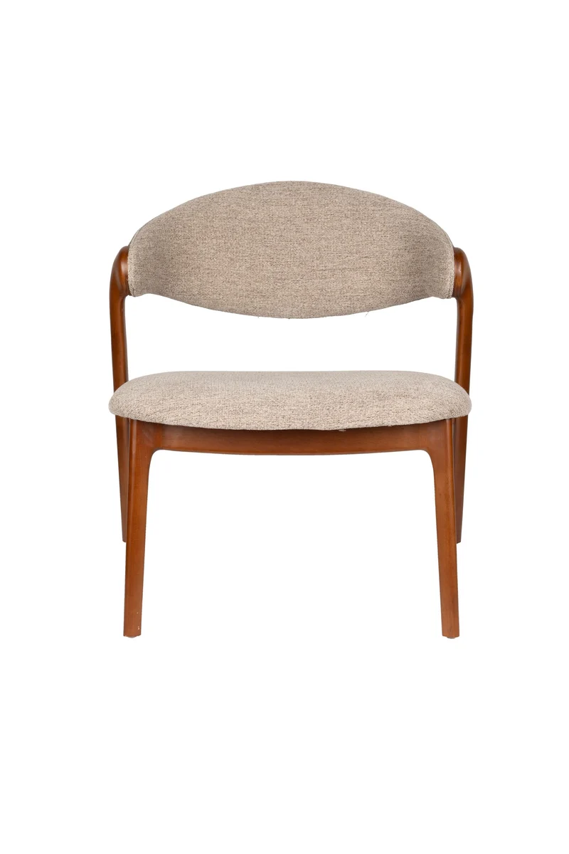 Dutchbone Loungesessel Babington – Nussbaum, Massives Buchenholz, 65 × 71 × 74,3 cm