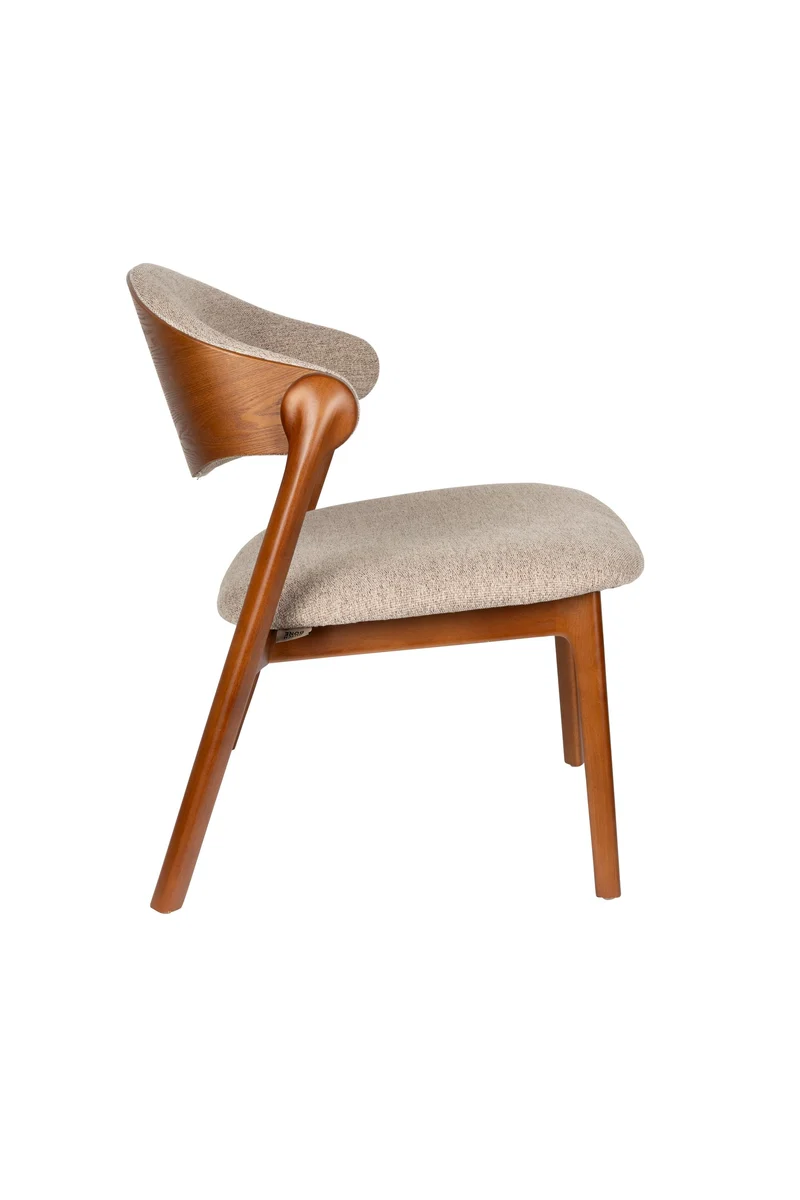 Dutchbone Loungesessel Babington – Nussbaum, Massives Buchenholz, 65 × 71 × 74,3 cm