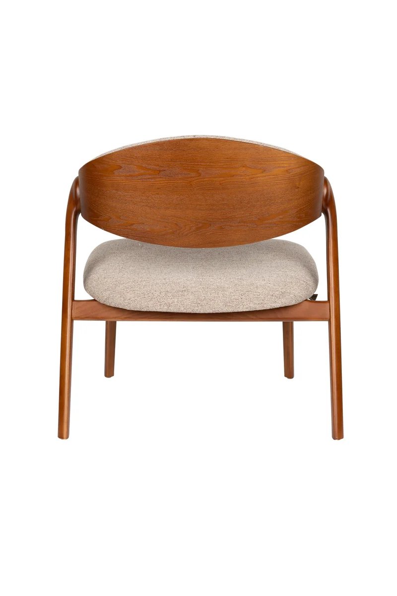 Dutchbone Loungesessel Babington – Nussbaum, Massives Buchenholz, 65 × 71 × 74,3 cm